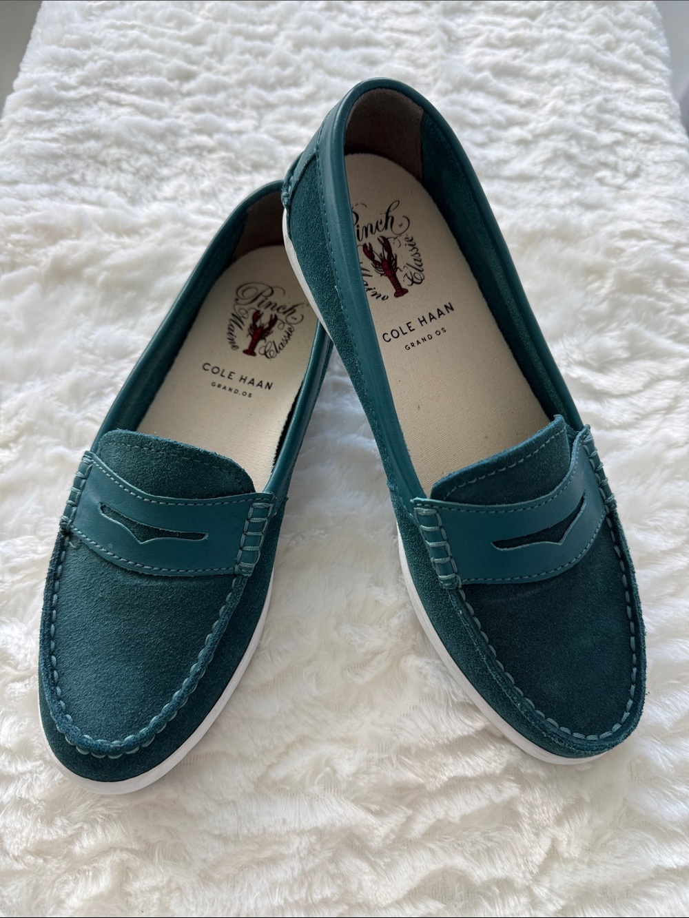 Cole Haan Teal Green Suede Pinch Weekender Loafers